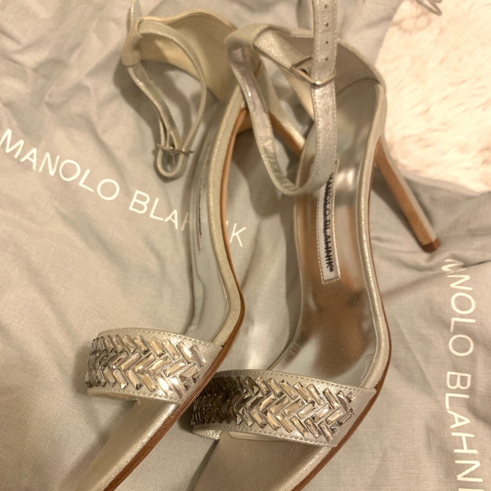 Manolo Blahnik Silver Women's Heels 38